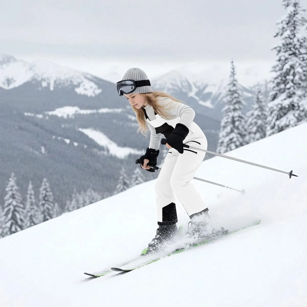 Overol de nieve para niñas, con aislamiento térmico, pantalones de esquí impermeables, correa ajustable, overol de snowboard para niños, traje de nieve cálido de invierno con múltiples bolsillos (4-13