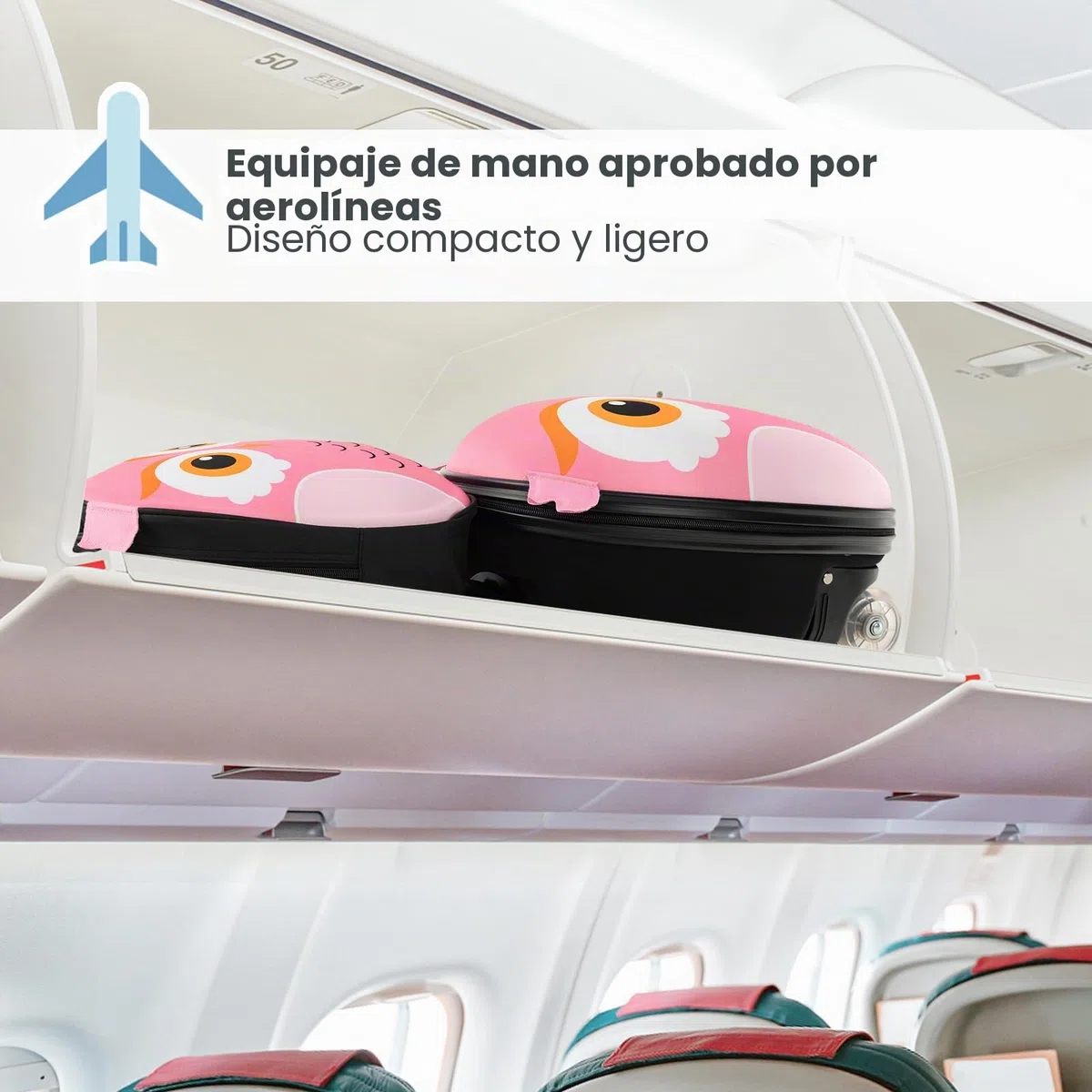 SOARS Juego de Maleta Infantil Niños, 16 '' Maleta + 12 '' Mochila, Maleta Cabina Ruedas y Asa Telescópica, Aprobado por Aerolíneas, Equipaje de Mano (Búho)