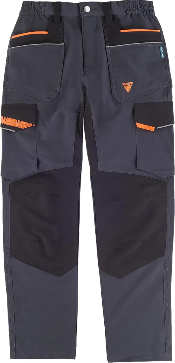 WORKTEAM Pantalón de Trabajo Elástico, Multibolsillos con Cremallera, con Cintura elástica y Reflectantes. Alta Comodidad y Resistencia. Mujer