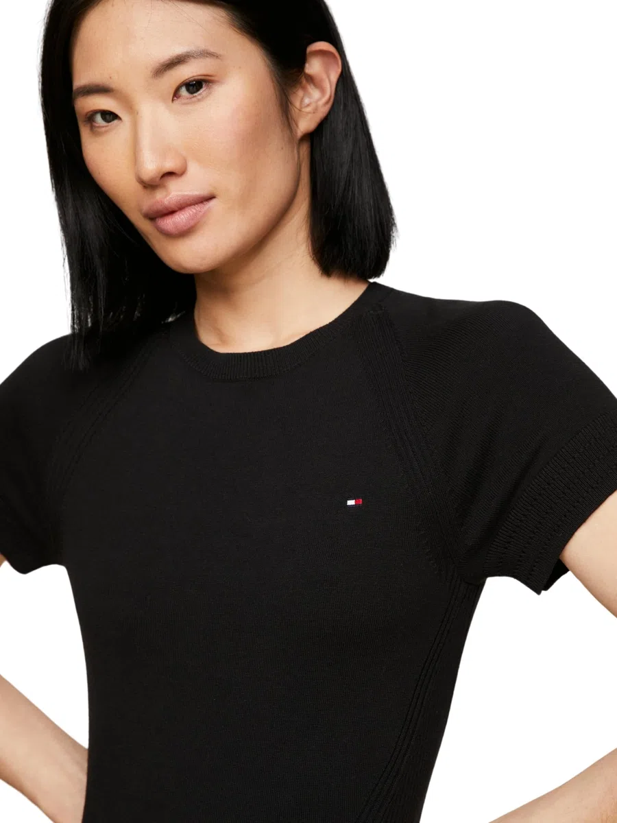 Tommy Hilfiger Vestido para Mujer Midi Dress de Manga Corta