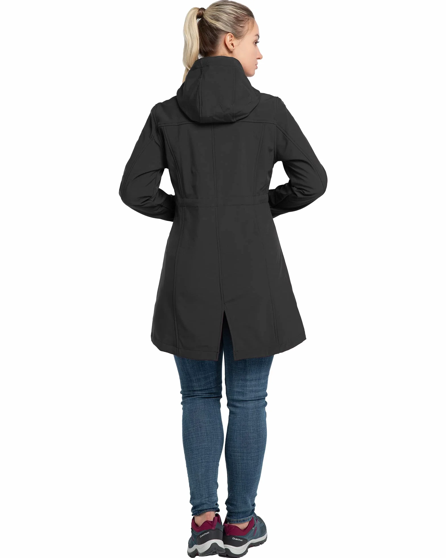 33,000ft Chaqueta Softshell Larga Impermeable Ligera para Mujer, Chaqueta de Lluvia con Capucha, Chaqueta Funcional Cortaviento, Actividades al Aire Libre Senderismo