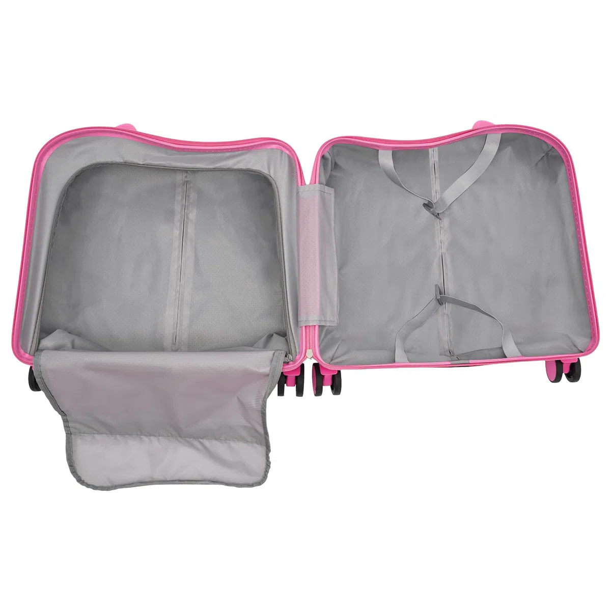 Maleta infantil para sentarse arriba, maleta de viaje para niños con barra de tracción y cerradura de contraseña, maleta para niños de 3 a 6 años, para niñas y niños, color rosa