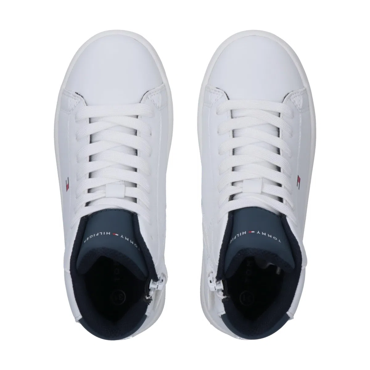 Tommy Hilfiger, Zapatillas a Media Altura con Cordones para niños y niñas, Jack, Blanco/BLU, 38