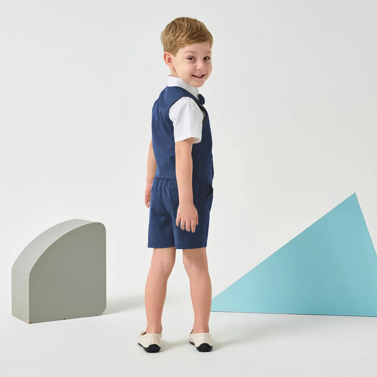 Volunboy Trajes para Bebé Niños de Boda Ceremonia, Verano Conjunto de Chaleco, Camisa, Pajarita, Shorts 4 Piezas