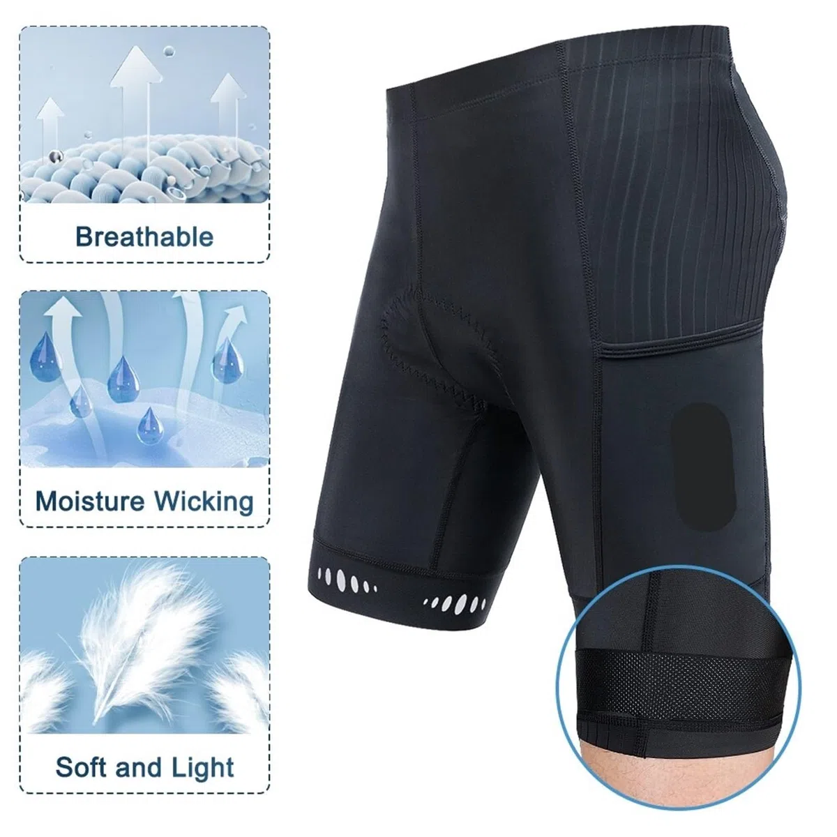 Pantalones Cortos De Ciclismo Pantalones Cortos de Ciclismo for Hombre con Bolsillo Trasero y Acolchado de Gel 5D for Ciclismo de montaña y Carretera. Mallas Cortas.(Bicycle Bib Shorts,XL)