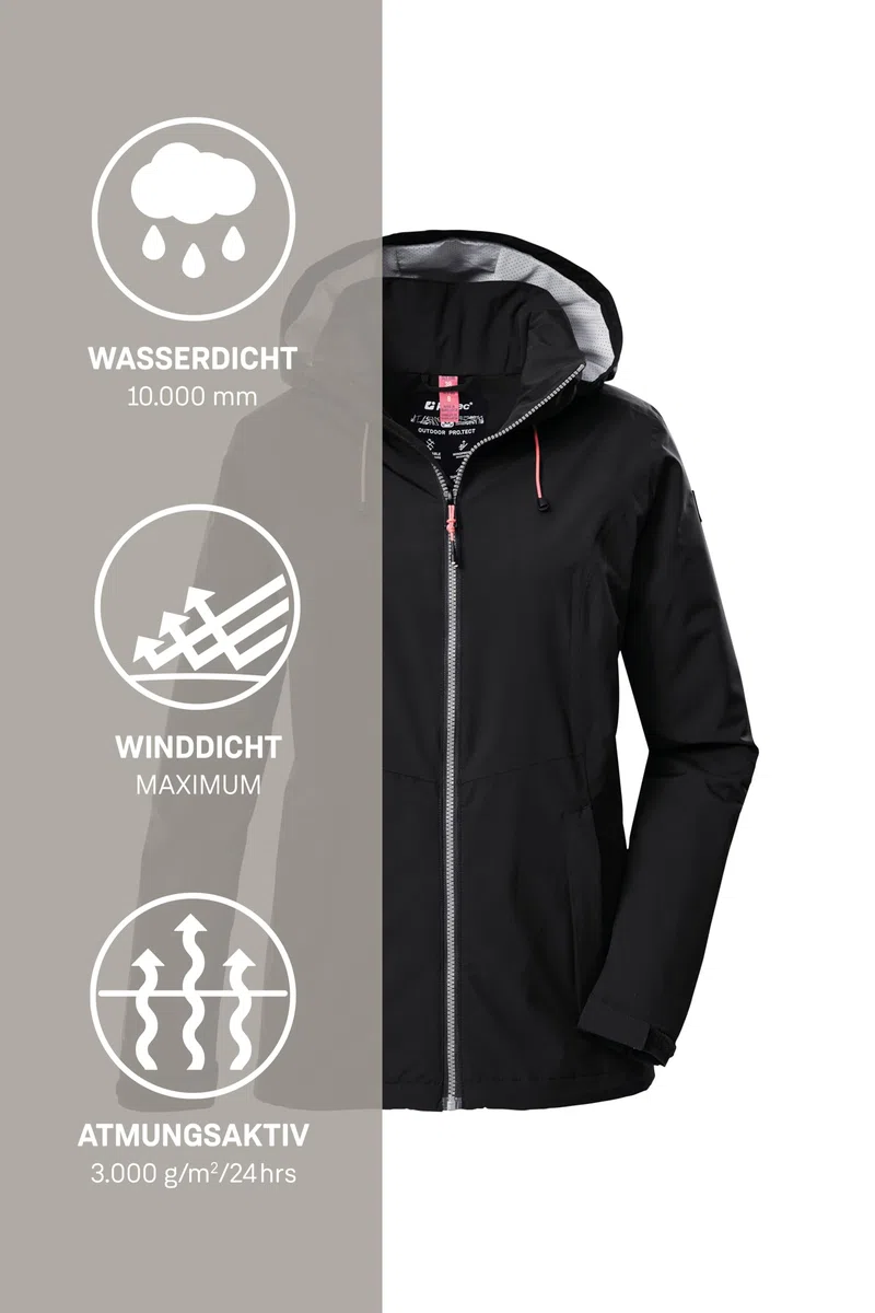 Killtec Damen Regenjacke Ooks 1 Chubasquero/Chaqueta funcional impermeable con capucha Mujer