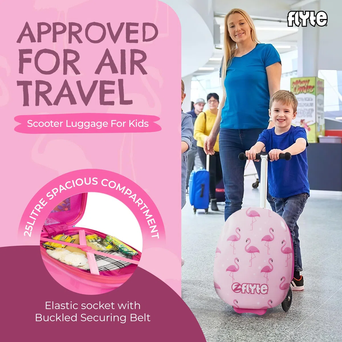 Flyte Scooter Suitcase Folding Kids Luggage - Hardshell, Ride On with Wheels, 2-in-1, 18 Inch, 25 Litre Capacity