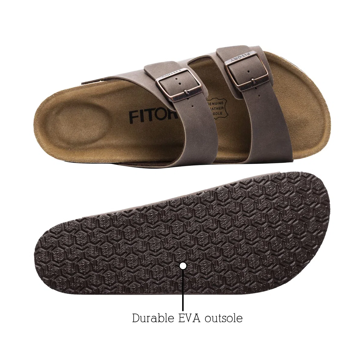 FITORY Sandalias para Hombre con Soporte Arqueológico Integrado, Correas Ajustables con Hebillas y Plantilla de Corcho Ligera - Tallas 40-47