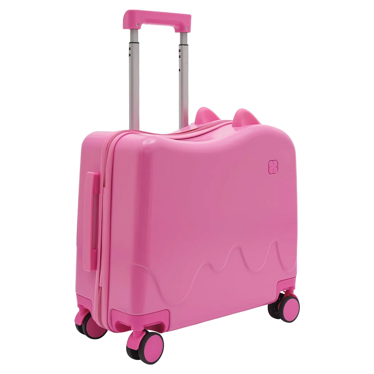 Maleta infantil para sentarse arriba, maleta de viaje para niños con barra de tracción y cerradura de contraseña, maleta para niños de 3 a 6 años, para niñas y niños, color rosa