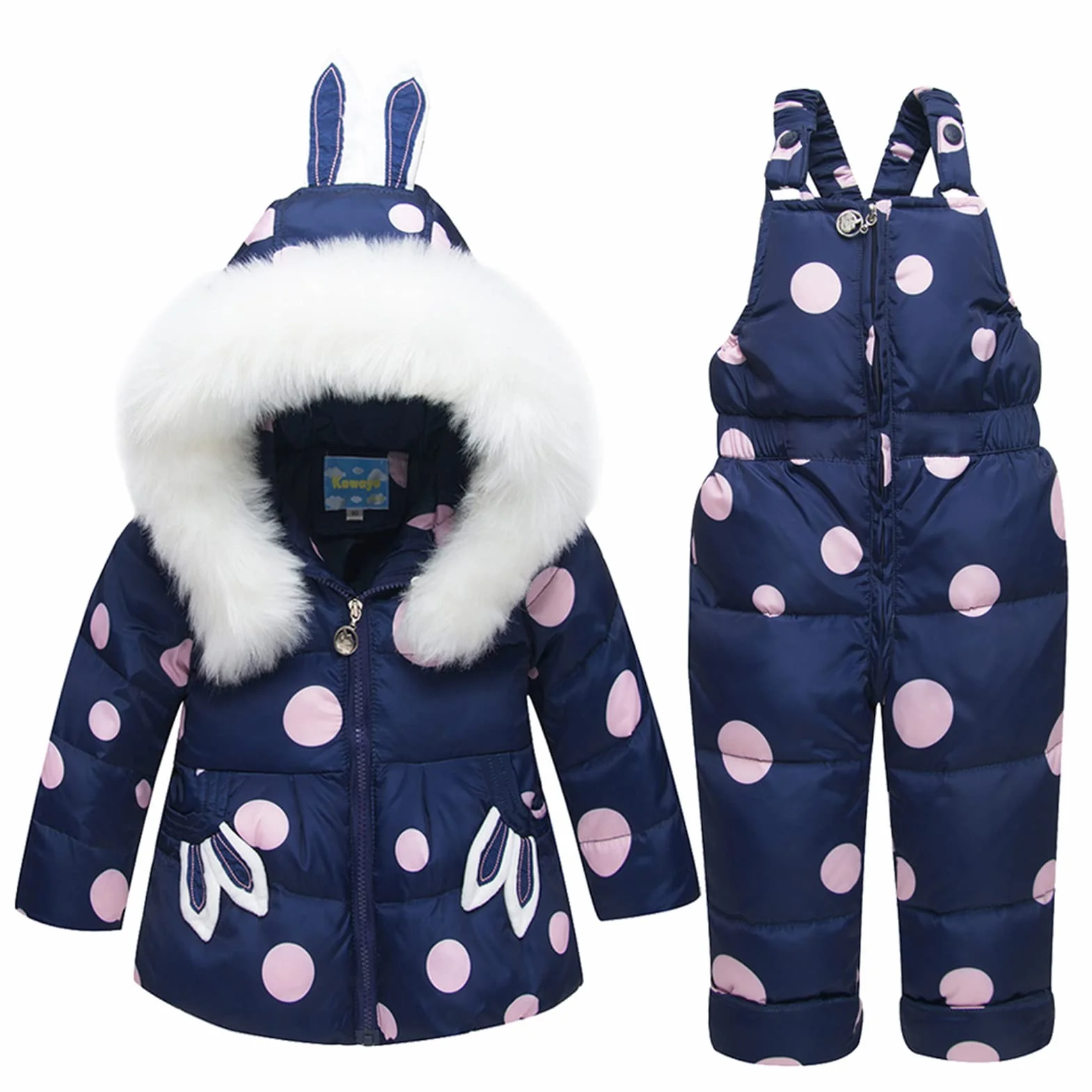 2 Piezas Traje de Nieve para Niños Chaqueta de Plumón con Capucha Abrigo + Pantalones de Nieve Conjunto de Esquí para Niña 18-24 Meses Azul