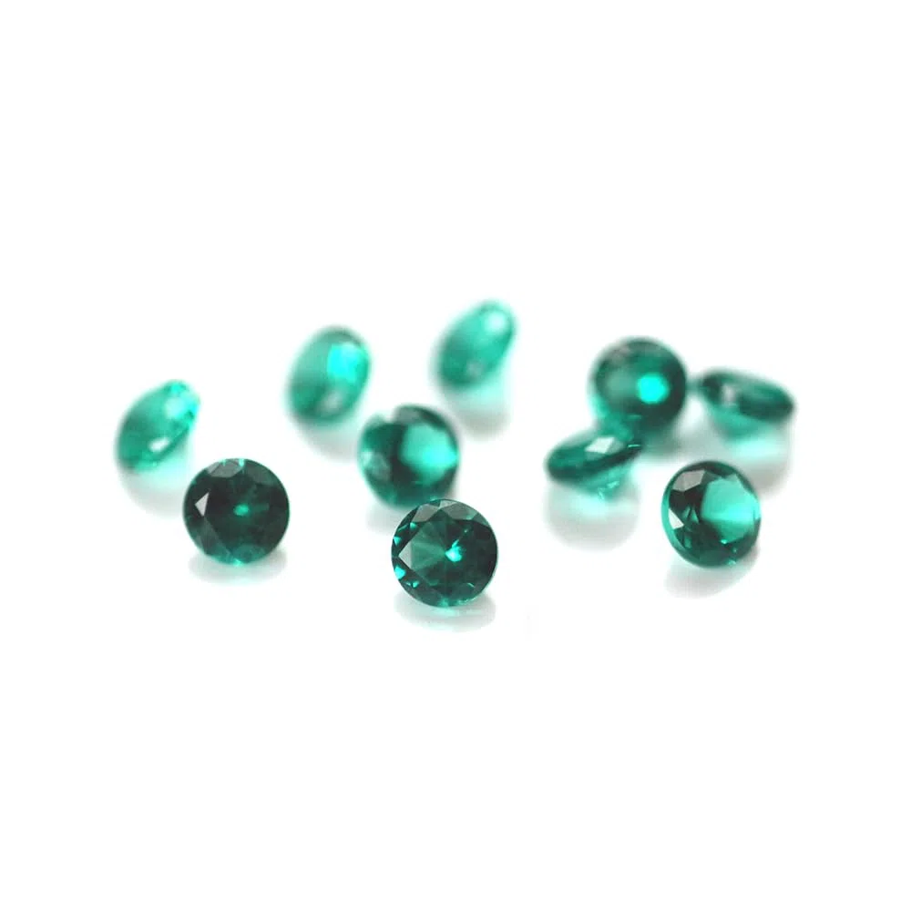Esmeralda cultivada en laboratorio, 50 por paquete, tamaño pequeño de 0,8 mm a 3,0 mm, piedras preciosas sueltas, color verde, VVS1, excelente corte redondo para joyas de bricolaje