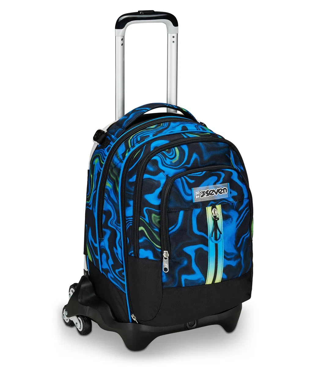 Seven Mochila escolar Detach con función trolley, mochila con ruedas, para escuela, deportes, ocio, a partir de 1er grado, 3 en 1, con compartimento para botella de agua, mochila pequeña, para niños