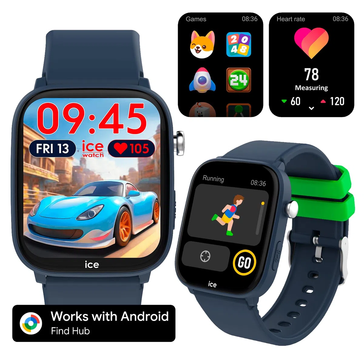 ICE-WATCH - Ice Smart Junior FH Blue - Reloj Conectado geolocalizable Azul para Niño con Correa de Silicona - 025680 (36mm Pulgadas) - Localización geográfica a través de la aplicación Find HUB
