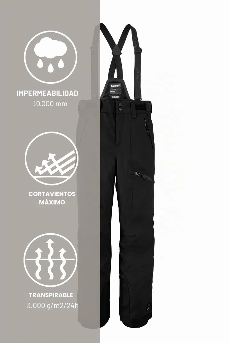 Killtec Boys Skihose 242 - Pantalones de esquí con Peto Desmontable y protección en los Bordes Niños