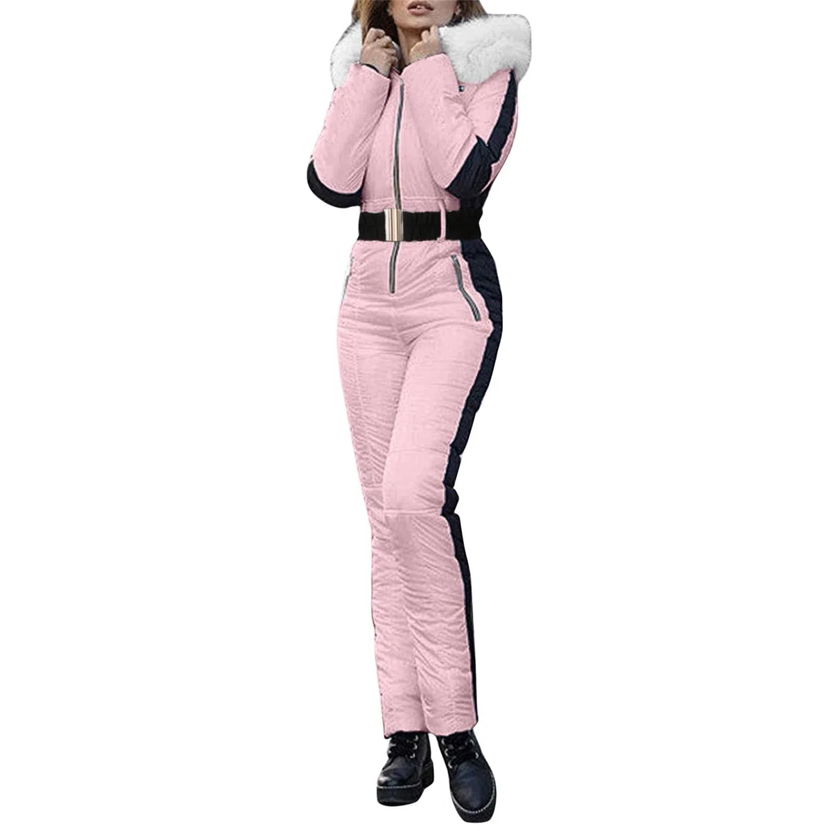 Mono de esquí para mujer, ajustado, alto, con cremallera, elegante, aislado, de una pieza, versátil, casual, cómodo, aislado, para invierno