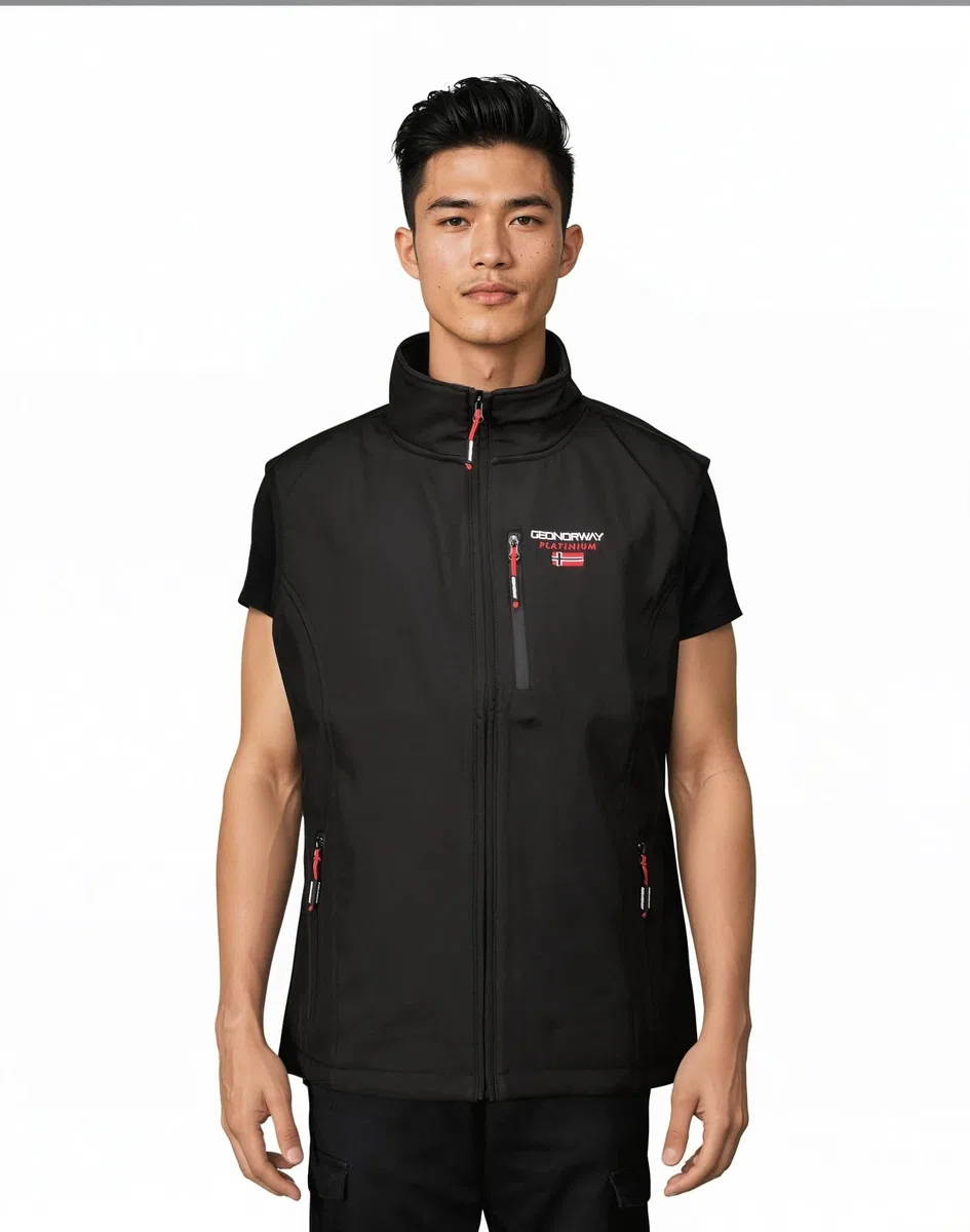 Geographical Norway VAKITO Hombre - Softshell sin mangas a prueba de viento y ligero, chaleco con cremallera al aire libre ideal para senderismo y actividades al aire libre
