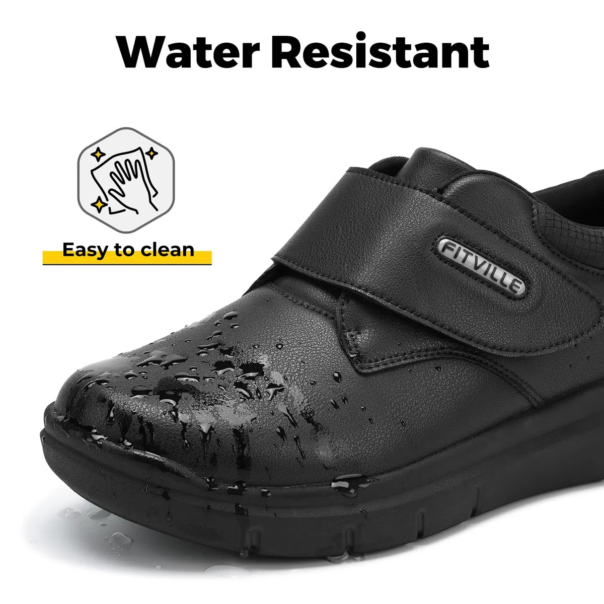 FitVille Zapatos de Piel para Hombre con Puntera Ancha Zapatillas Cómodas para Caminar Ajustables para Pies Sensibles