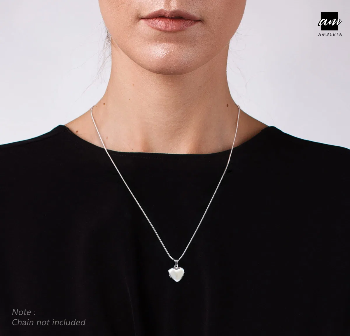 Amberta - Medallón de plata de ley 925 con colgante de diferentes formas para mujer, para fotos y piedras preciosas
