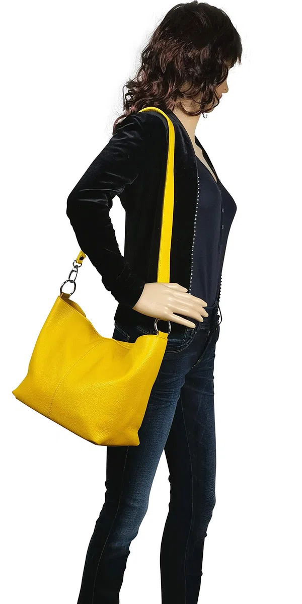 AMBRA Moda GL005 - Bolso de mano para mujer de cuero, bolso de hombro y bandolera