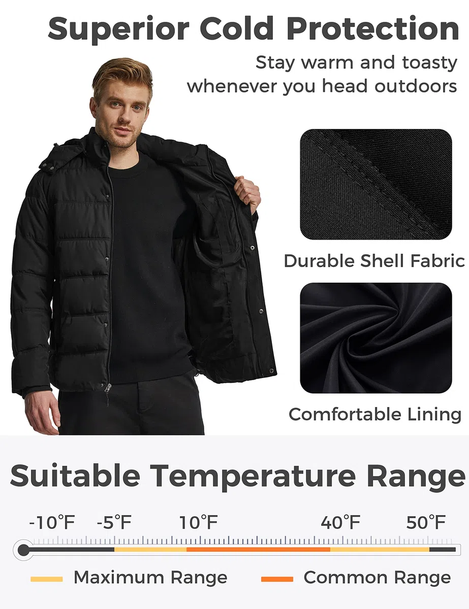 Wantdo Abrigos Cálido Invierno Abrigo Forro Polar Grueso Parka Casual Militar Exteriores Chaquetas Capucha Integrada Bolsillos Múltiples Hombre