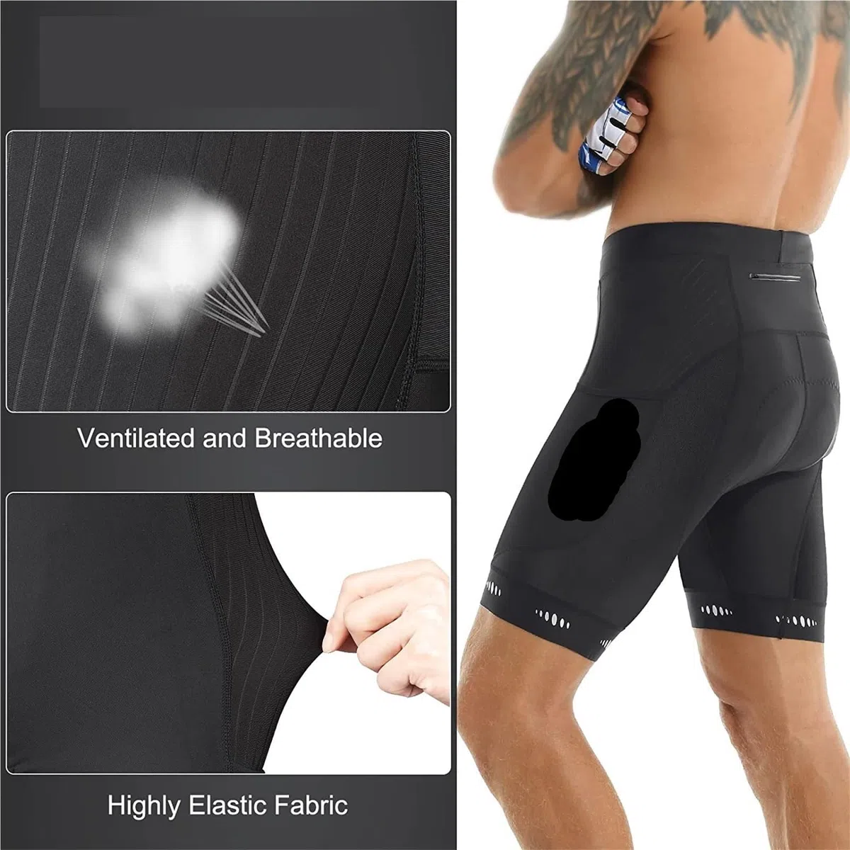 Pantalones Cortos De Ciclismo Pantalones Cortos de Ciclismo for Hombre con Bolsillo Trasero y Acolchado de Gel 5D for Ciclismo de montaña y Carretera. Mallas Cortas.(Bicycle Bib Shorts,XL)