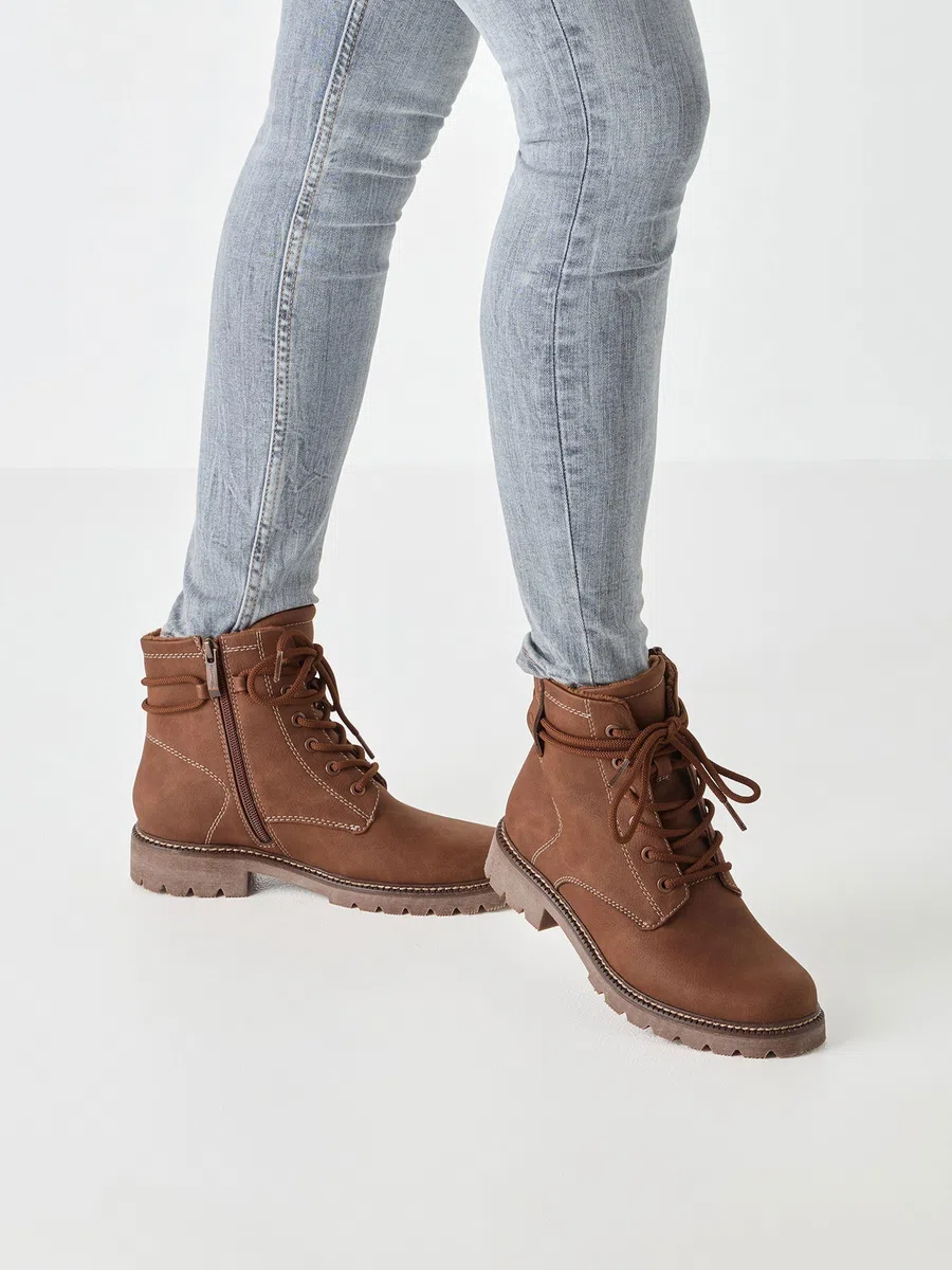 Tamaris Damen Lace Boot Flat 1-25262-45 Botas cortas al tobilloMujer