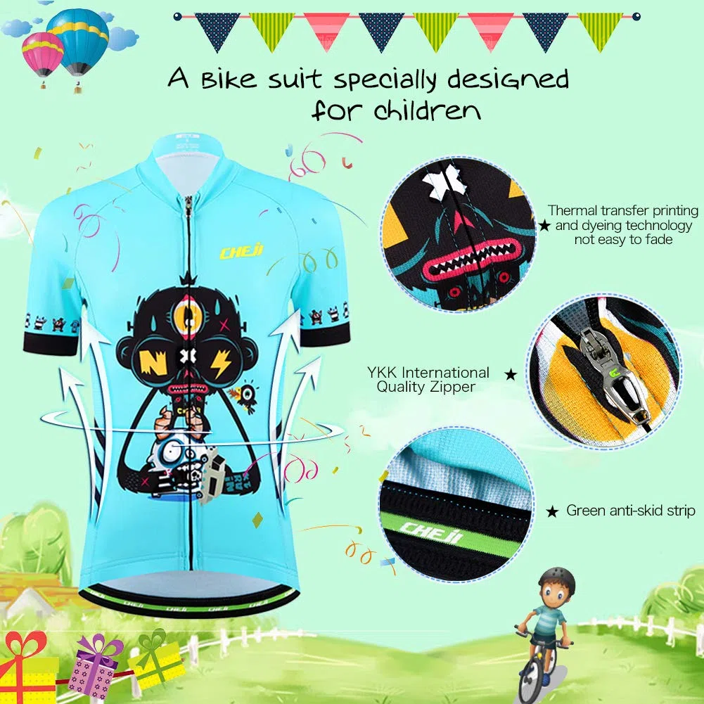 Traje de Ciclismo Niño, Jersey Conjunto Ropa Maillot de Ciclismo para Niños y Niñas Bicicleta Camiseta Manga Corta y Pantalones