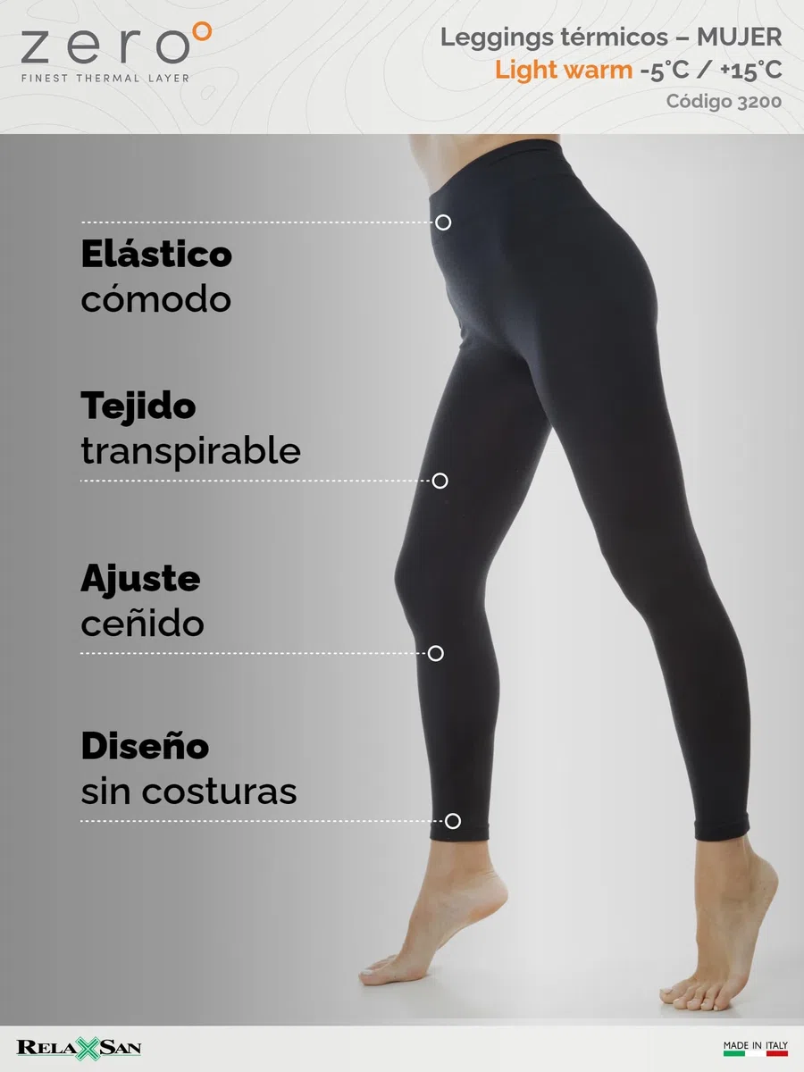 Relaxsan Zero 3200 – Pantalón Térmico Mujer Malla Térmica Ropa Interior en Lana Merino y Fibra Dryarn
