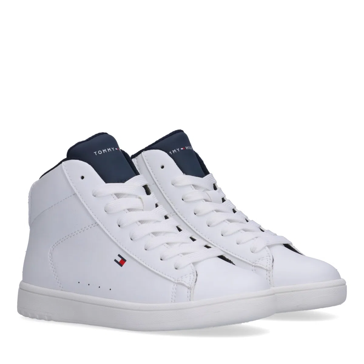 Tommy Hilfiger, Zapatillas a Media Altura con Cordones para niños y niñas, Jack, Blanco/BLU, 38