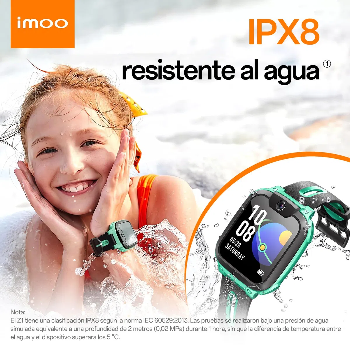 imoo Z1 Reloj Inteligente para Niños, 4G Video y Llamadas Reloj Teléfono con Seguimiento GPS, Resistencia al Agua IPX8, Batería Duradera, Modo de Clase, Rechazo de Extraños, Chat Familiar (Verde)