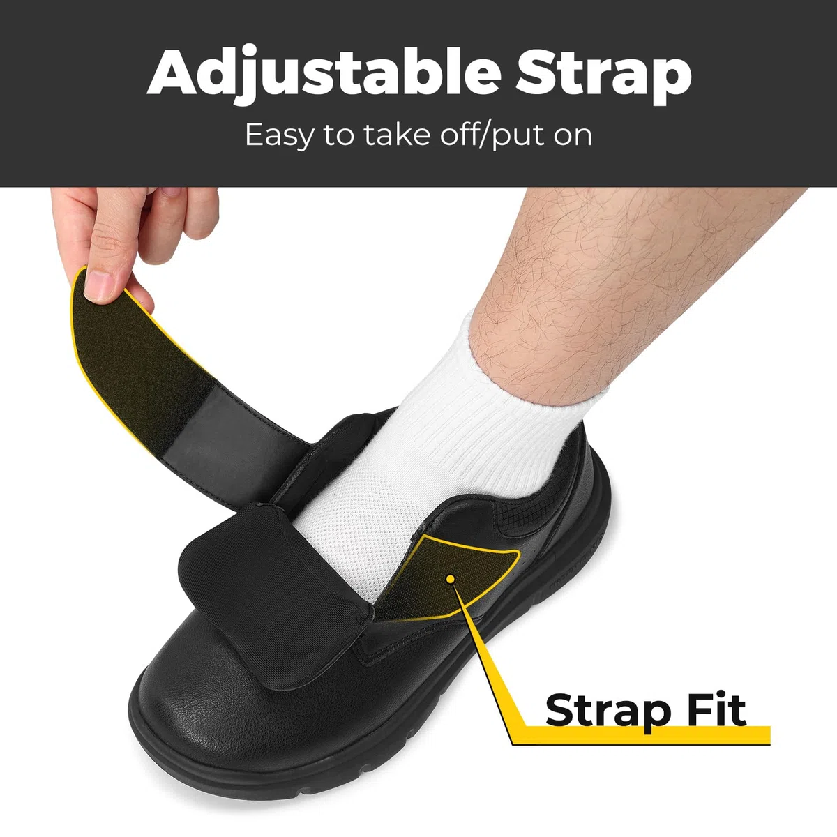 FitVille Zapatos de Piel para Hombre con Puntera Ancha Zapatillas Cómodas para Caminar Ajustables para Pies Sensibles
