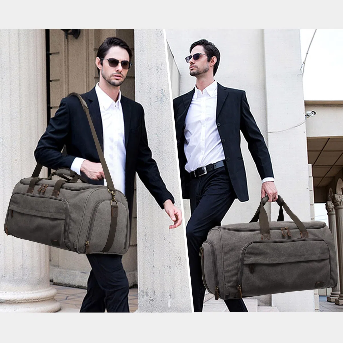 S-Zone Bolsa de Equipaje de Mano para Viajes, Bolsa de Ropa Convertible, Bolsa de Viaje, Bolsa de Traje para Hombres y Mujeres, 2 en 1, Maleta Colgante, Bolsa de Viaje de Negocios con Neceser, Gris