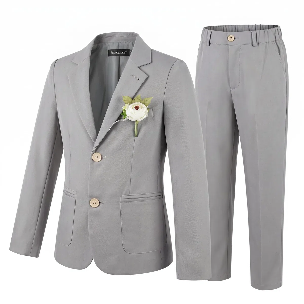 LOLANTA 2PCS Traje de Lino Boda Niño, Conjunto de Blazer y Pantalón Lino para PAJE Niños, Ropa de Bautizo Ceremonia Fiesta, Chaqueta+Pantalón