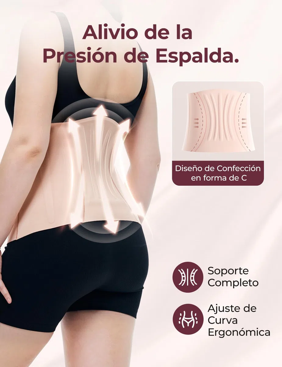 momcozy Ergowrap Faja Postparto Recuperación Abdominal, Faja Postparto Cesárea con Compresión 3D y Soporte Lumbar, Banda Lumbar para Mujer Invisible, Suave y Transpirable, Rosa Ostra