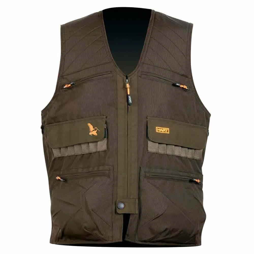HART ARMOTION Chaleco de Caza Class-V, Verde Oliva Oscuro, Tejido Rip-Stop, con Doble Morral, Cananas, Bolsillos Cargo, Forro de Malla Transpirable (FR/ES, Letras, M, Regular, Regular)