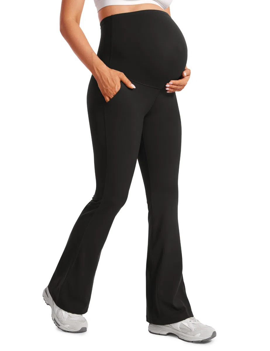 CRZ YOGA Butterluxe Maternidad Acampanados Leggings Bolsillos 74/79/84cm - Mujeres Premamá Yoga Pantalones