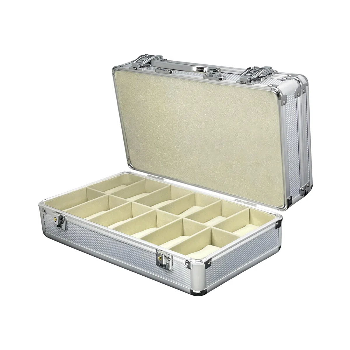MR Maestro Relojero - Vitrina para Guardar 24 Relojes | Aluminio Resistente | 2 Bandejas Desmontables | Ideal para Organización de Joyas y Relojes, muy Practico, Estupendo para regalo