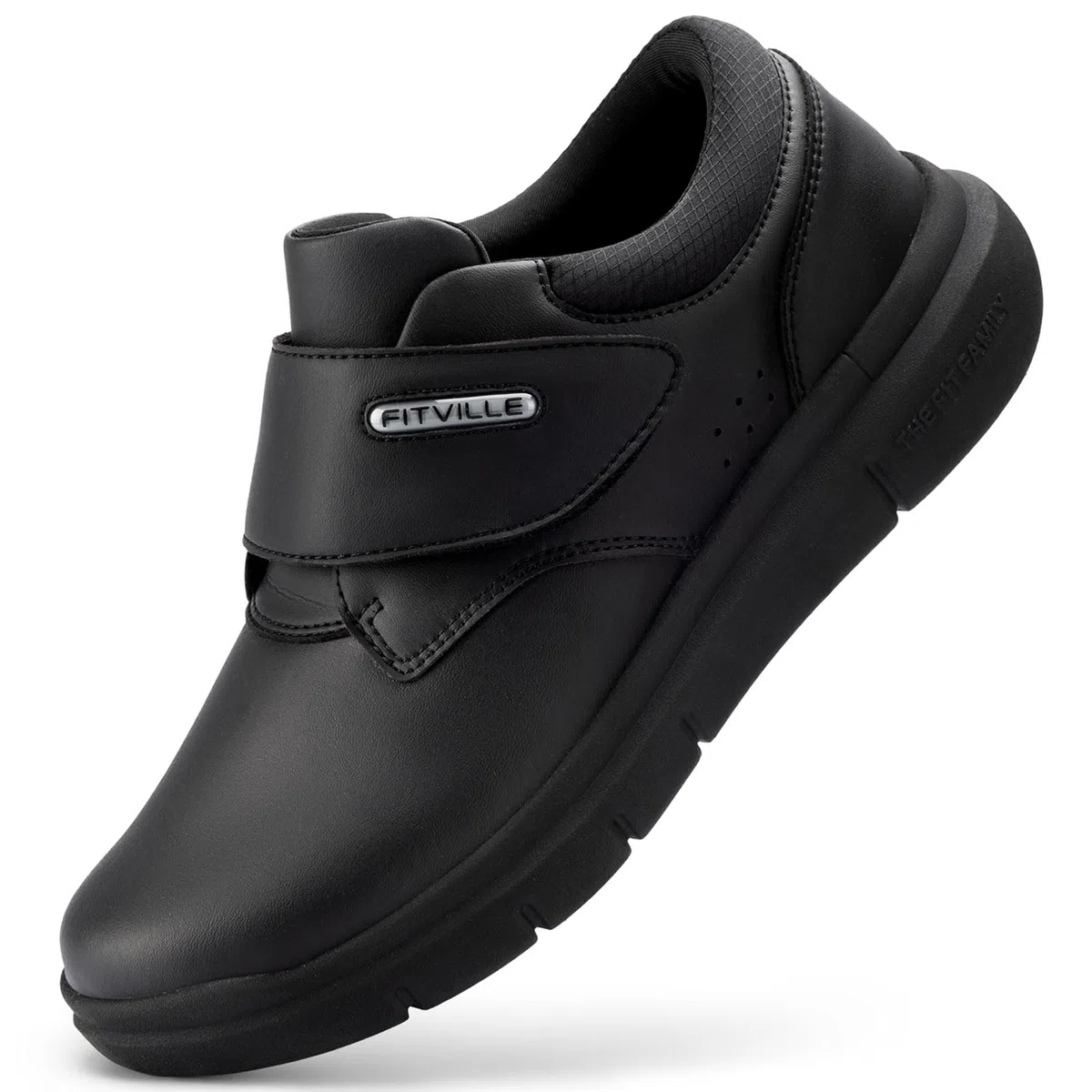 FitVille Zapatos de Piel para Hombre con Puntera Ancha Zapatillas Cómodas para Caminar Ajustables para Pies Sensibles