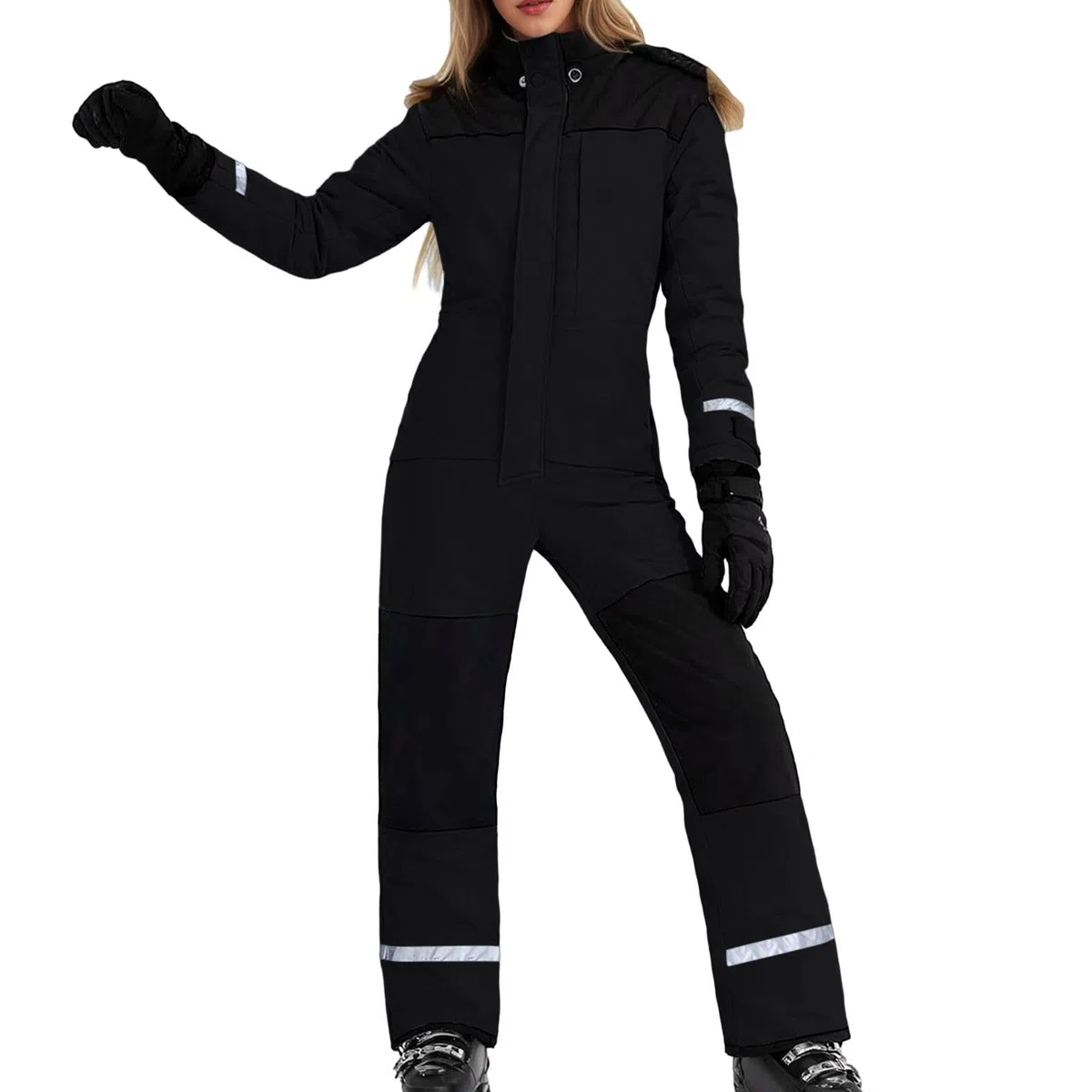 Traje de nieve para mujer y hombre, con forro cálido, mono de esquí, de una pieza, impermeable, resistente al viento, mono de nieve, para exteriores, conjuntos de esquí, monocolor, con