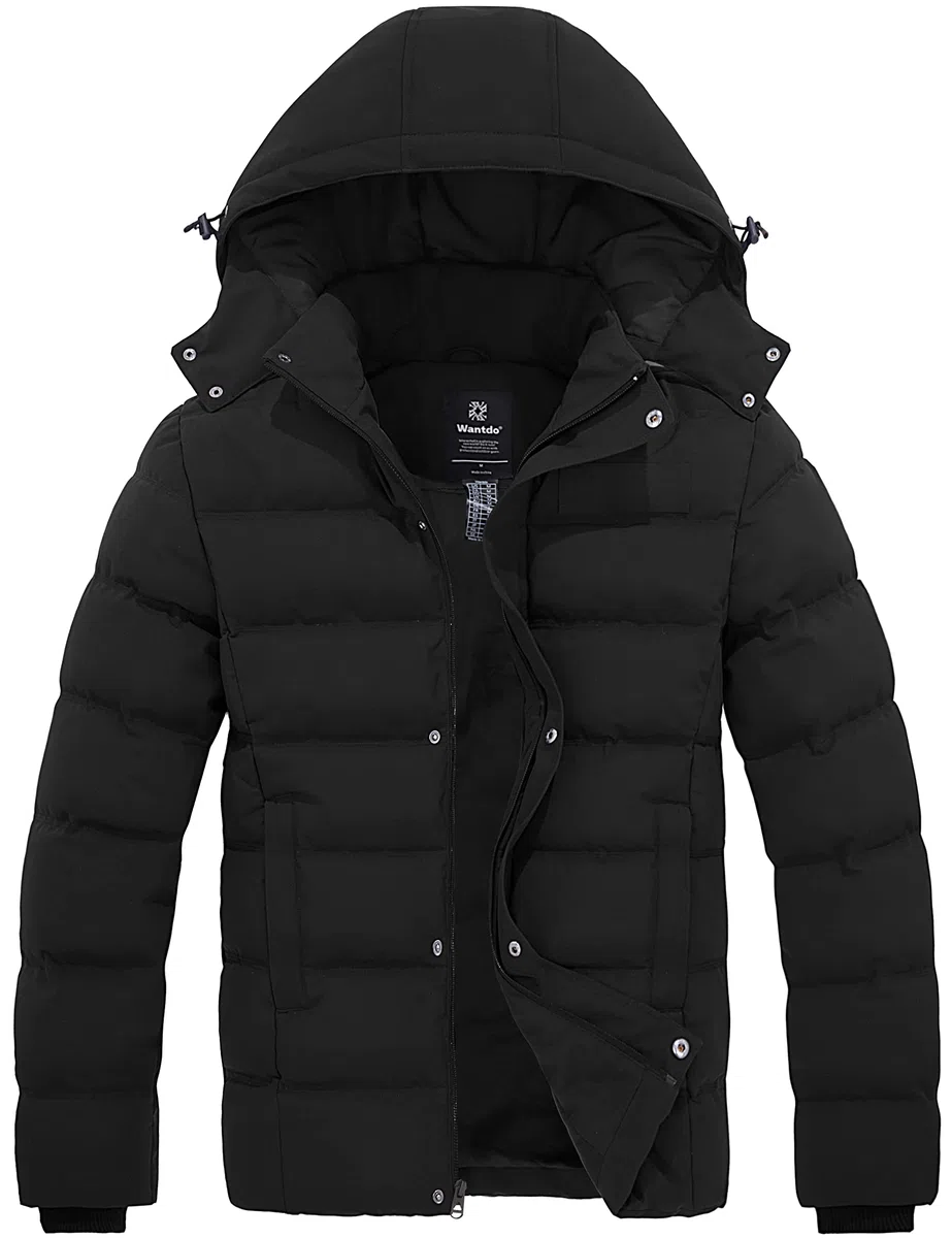 Wantdo Abrigos Cálido Invierno Abrigo Forro Polar Grueso Parka Casual Militar Exteriores Chaquetas Capucha Integrada Bolsillos Múltiples Hombre