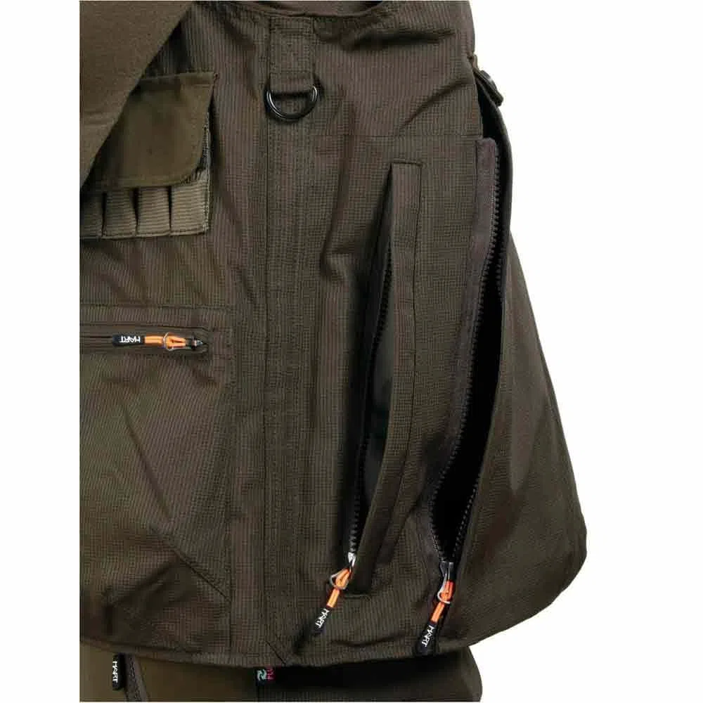 HART ARMOTION Chaleco de Caza Class-V, Verde Oliva Oscuro, Tejido Rip-Stop, con Doble Morral, Cananas, Bolsillos Cargo, Forro de Malla Transpirable (FR/ES, Letras, M, Regular, Regular)