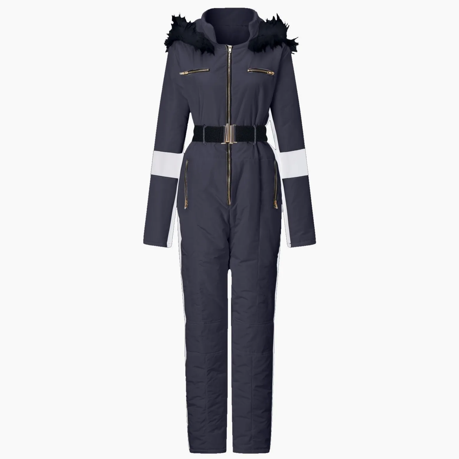 Traje de nieve para mujer, traje de esquí de una pieza, cálido, con capucha, mono largo con capucha, traje de nieve, pantalones de esquí, elegante, ropa de esquí, impermeable, snowboard para