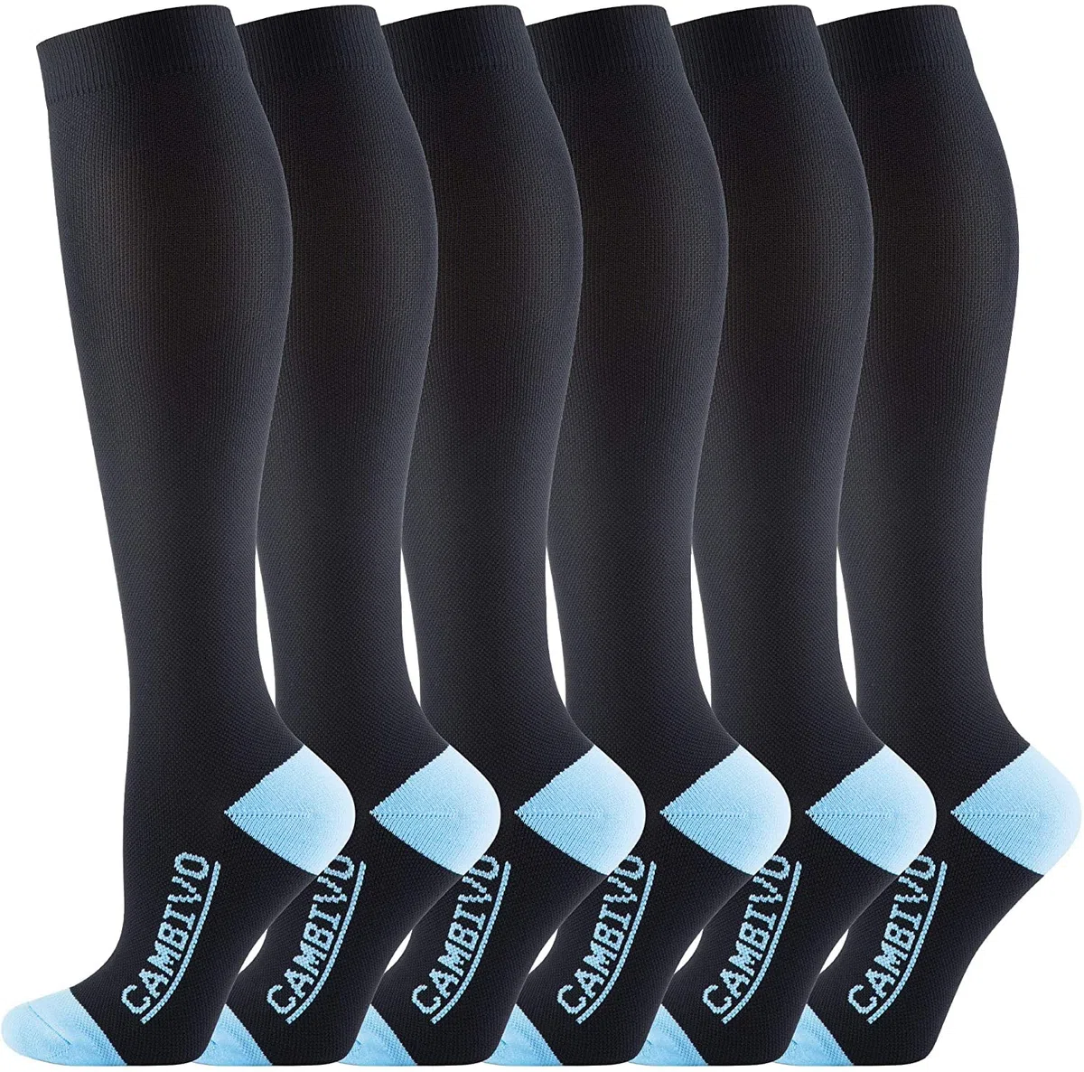CAMBIVO 6Pares Medias de Compresión Mujer Hombre, Calcetines Compresion 20-30mmHg, Medias de Compresion Varices, para Deporte, Running, Ciclismo, Senderismo, Baloncesto, Fútbol, Viaje Avion