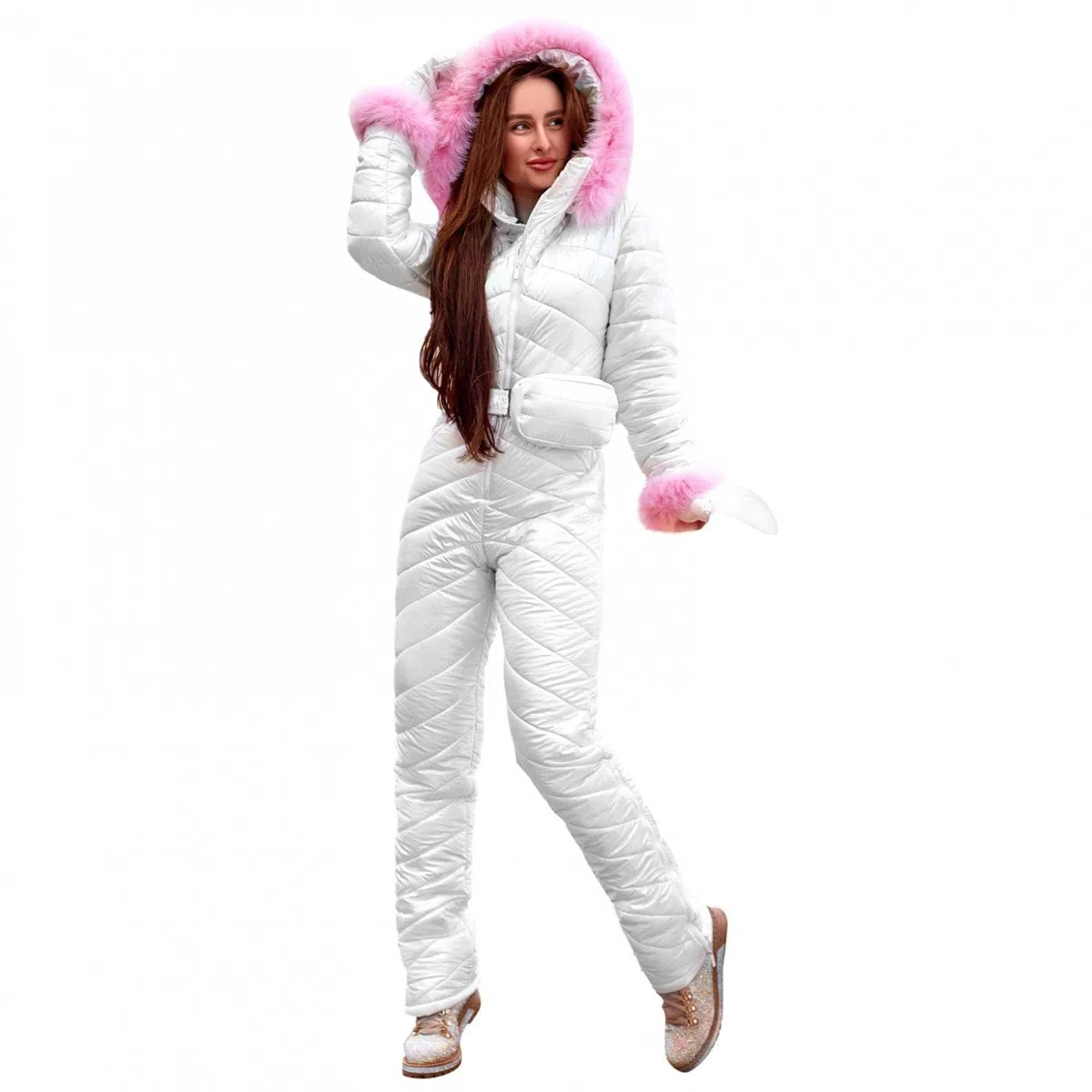 Traje de Nieve para Mujer de Una Pieza, Mono de Esquí para Invierno, Cálido, Sambas, Largo Con Capucha y Cierre de Cremallera, Impermeable y Cortavientos