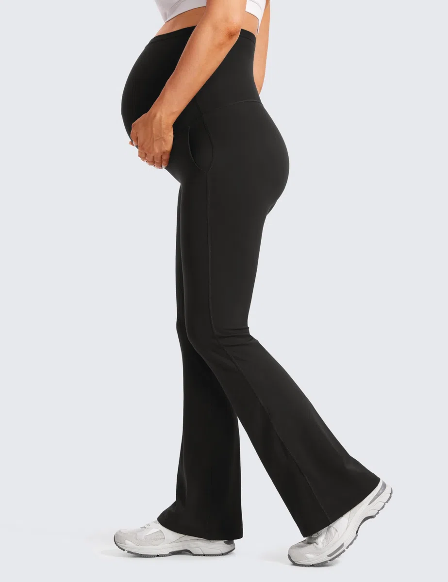 CRZ YOGA Butterluxe Maternidad Acampanados Leggings Bolsillos 74/79/84cm - Mujeres Premamá Yoga Pantalones