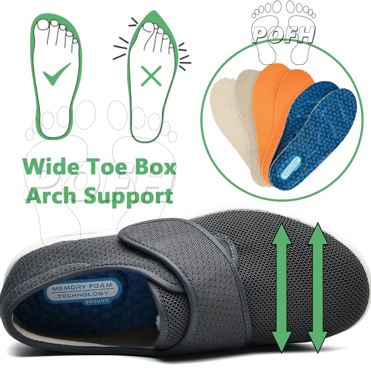 Scarpe Ortopediche Mujer con Strappo Zapatillas Deportivas de Malla sin Cordones para Mujer Zapatos con cojín de Aire para Mujer Zapatos para Caminar Tejidos elásticos(Lightgrey,40 EU)