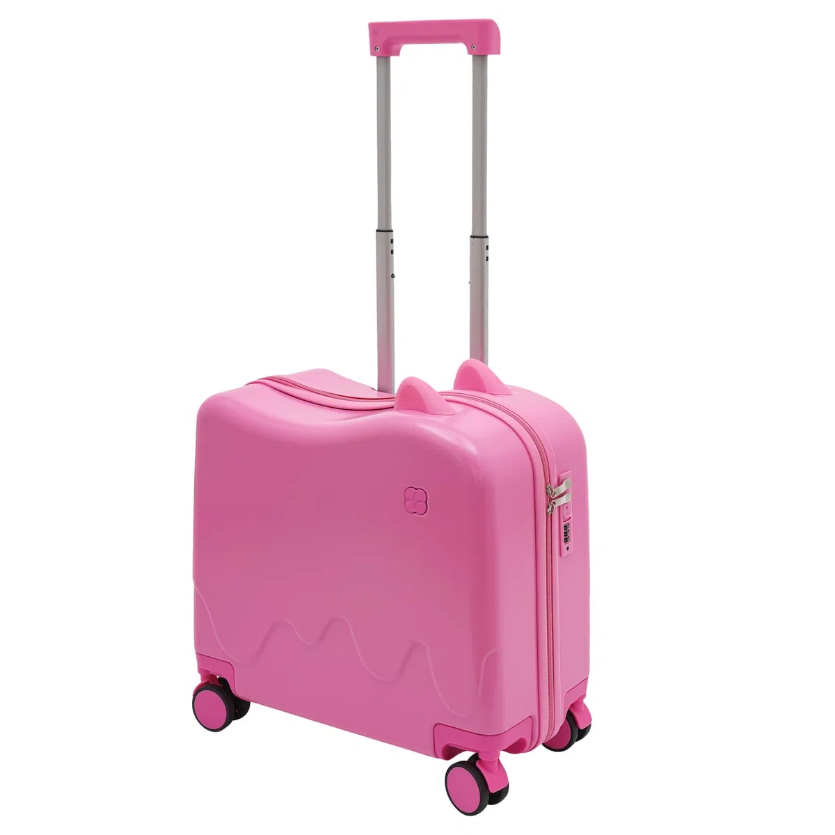 Maleta infantil para sentarse arriba, maleta de viaje para niños con barra de tracción y cerradura de contraseña, maleta para niños de 3 a 6 años, para niñas y niños, color rosa