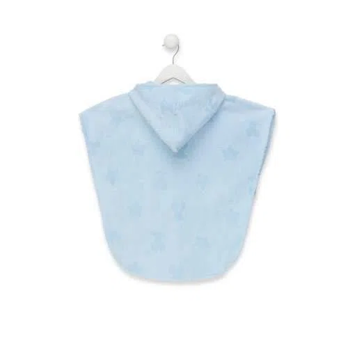 TOUS BABY - Poncho con Capucha de Rizo para tu bebé. Color Celeste (Talla M/de 2 a 3 años)