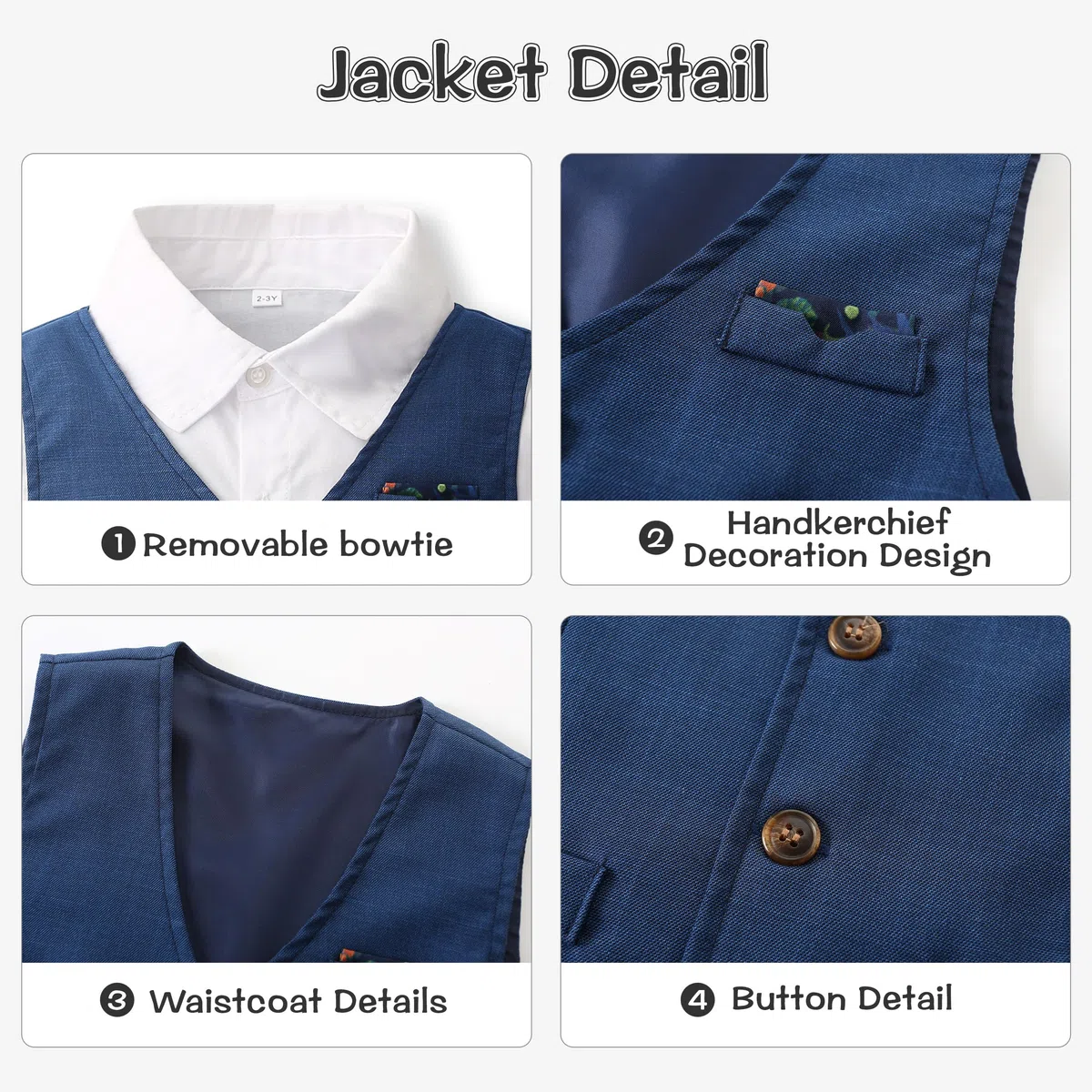 Volunboy Trajes para Bebé Niños de Boda Ceremonia, Verano Conjunto de Chaleco, Camisa, Pajarita, Shorts 4 Piezas