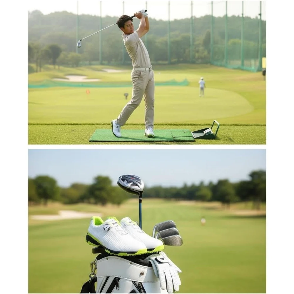 Zapatos de Golf Impermeables Antideslizantes para Hombre con Sistema de Encaje